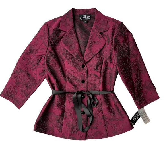 Alex Evenings Jackets & Blazers - Alex Evenings Burgundy Floral Jacket Blazer